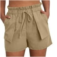 thumbnail image 1 of Bloomae Shorts for Women Summer Casual High Waisted Wide Leg Drawstring Beach Loose Shorts Comfy Fashion Outfits with Outward Pockets Khaki XL, 1 of 8