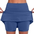 thumbnail image 1 of Bloomae Skorts for Women with Pockets Plus Size Elastic High Waist Tummy Control Athletic Skorts Dressy Casual Tennis Golf Skorts for Summer Activewear Mini Skirts Blue#03 XXXXL, 1 of 5