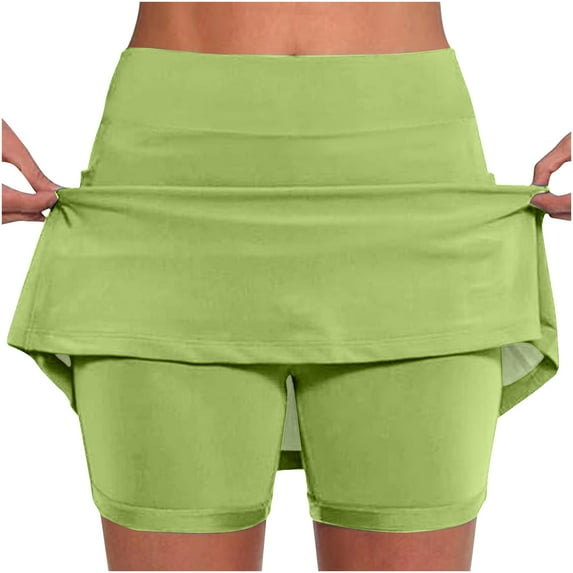 Bloomae Skorts for Women with Pockets Plus Size Elastic High Waist Tummy Control Athletic Skorts Dressy Casual Tennis Golf Skorts for Summer Activewear Mini Skirts Mint Green#05 XXXL
