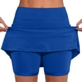 thumbnail image 1 of Bloomae Skorts for Women with Pockets Plus Size Elastic High Waist Tummy Control Athletic Skorts Dressy Casual Tennis Golf Skorts for Summer Activewear Mini Skirts Blue#05 L, 1 of 5