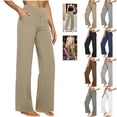 thumbnail image 1 of Bloomae Straight Leg Yoga Pants Women High Waisted Soft Stretchy Leggings with Pockets Loose Comfy Business Office Dress Work Slacks Comfy Stretch Trousers, 1 of 9