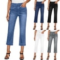 thumbnail image 1 of Bloomae Wide Leg Cropped Jeans for Women High Waisted Stretchy Denim Jean Pants Loose Baggy Flare Trouser Jeans with Pockets Dark Blue XL, 1 of 8