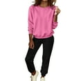 thumbnail image 1 of Bloomae Women 2 Piece Cropped Outfits Drawstring Long Sleeve Crop Pullover Sweatshirts Top Jogger Sweat Pant Set Casual Sweatsuits Fashion Tracksuit with Pockets Hot Pink S, 1 of 6
