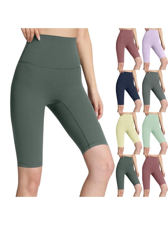 Women Biker Shorts High Waisted Tummy Control Running Workout Athletic Exercise Spandex Yoga Shorts