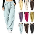 thumbnail image 1 of Bloomae Women Cargo Pants Lightweight Waterproof Quick-Dry Parachute Hiking Pants with Zipper Pockets Drawstring Elastic High Waist Wide Leg Ruched Baggy Pants for Outdoor Travel, 1 of 7