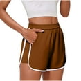 thumbnail image 1 of Bloomae Women Running Shorts Stretch Tummy Control Athletic Shorts Summer High Waisted Tennis Sporty Workout Gym Shorts Brown L, 1 of 8