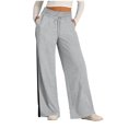 thumbnail image 1 of Bloomae Women Striped Sweatpants Soft Jogging Straight Pajama Sweats Wide Leg Sweatpants Drawstring Elastic Waist Baggy Lounge Pants Joggers 2025 with Pockets Gray M, 1 of 7