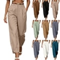 thumbnail image 1 of Bloomae Women's Barrel Leg Dress Pants High Waisted Business Casual Palazzo Pants Trendy Front Pleated Work Office Slacks Trousers with Pockets(Belt is not Included), 1 of 8