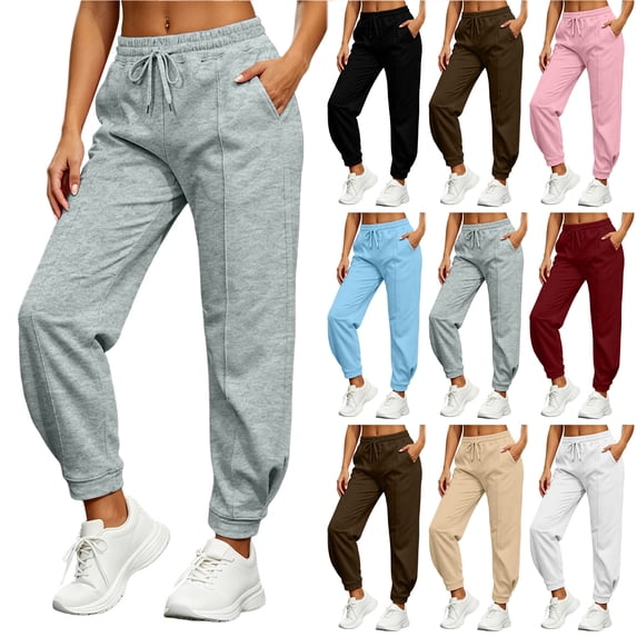 Bloomae Women's Cinch Bottom Sweatpants Athletic Trousers | Lounge Pajama Pants with Pockets,Lightweight Breathable Casual Joggers,Workout & Fall Lounging Bottoms