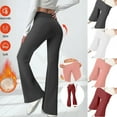 thumbnail image 1 of Bloomae Women's Fleece Lined Pants High Waist Winter Thermal Plush Thick Warm Flare Leggings Tummy Control Hiking Yoga Pants with Pockets Pink L, 1 of 9