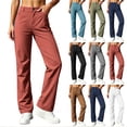 thumbnail image 1 of Bloomae Women's Hiking Climbing Pants with Pockets Lightweight Quick Dry Button Elastic High Waist Work Slacks Trendy Solid Stretch Jogger Pants for Trekking Travel, 1 of 10
