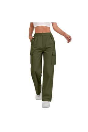 Women's Hiking Pants Lightweight Quick Dry Cargo Pants Elastic High Waisted Petite/Regular/Tall Casual Work Travel Safari Clothes with Multi-Pockets Army Green S