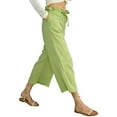 thumbnail image 1 of Bloomae Women's Linen Capris Wide Leg Ruffle Trim Drawstring High Waisted Pants Casual Drawstring Summer Loose Comfy Capri Pants with Pockets Green XXL, 1 of 8