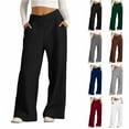 thumbnail image 1 of Bloomae Women's Modal Wide Leg Sweatpants Loose Fit Casual Elastic High Waisted Palazzo Pants Baggy Lounge Trousers with Pockets Black S, 1 of 10