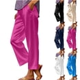 thumbnail image 1 of Bloomae Women's Silk Satin Pajama Pants Loose Fit Casual Wide Leg Lounge Pants Elastic High Waist Pj Bottoms with Side Pockets, 1 of 8