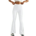 thumbnail image 1 of Bloomae Women's Tummy Control Bell Bottom Jeans High Waisted Wide Leg Flare Pants Faux Denim Jeggings with Pockets White XXL, 1 of 9