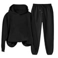thumbnail image 1 of Bloomae Womens 2 Piece Outfits Lounge Hoodie Sweatsuit Sets Fashion Long Sleeve Hooded Pullover Sweatshirts and Jogger Sweatpatns Airport Travel Pants Tracksuits Clothes Black L, 1 of 7
