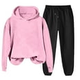 thumbnail image 1 of Bloomae Womens 2 Piece Outfits Lounge Hoodie Sweatsuit Sets Fashion Long Sleeve Hooded Pullover Sweatshirts and Jogger Sweatpatns Airport Travel Pants Tracksuits Clothes Pink XL, 1 of 6