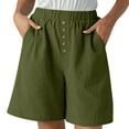 thumbnail image 1 of Bloomae Womens Baggy Wide Leg Shorts Loose Comfy Bermuda Shorts Summer Casual Elastic Waist Short Pants Loose Knee Length Shorts with Pockets Green S, 1 of 9