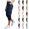 thumbnail image 1 of Bloomae Womens Capris with Multi-Pockets Loose Fit Casual Stretch Elastic Waist Capri Pants Dressy Lightweight Ladies Baggy Cargo Pants for Hiking Blue XXL, 1 of 8