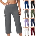 thumbnail image 1 of Bloomae Womens Capris with Multi-Pockets Loose Fit Casual Stretch Elastic Waist Capri Pants Dressy Lightweight Ladies Baggy Cargo Pants for Hiking Green XL, 1 of 7