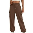 thumbnail image 1 of Bloomae Womens Cinch Bottom Cargo Sweatpants Trendy 2025 Solid Color Fleece Lined Baggy Athletic Jogger with Pockets Loose Fit Casual Lounge Pants Fall Outfits Clothes Coffee M, 1 of 9