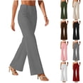thumbnail image 1 of Bloomae Womens Dress Work Pants High Waisted Business Casual Flare Pants Loose Wide Straight Leg Casual Office Trousers Slacks with Pockets Army Green M, 1 of 8