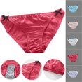 thumbnail image 1 of Bloomae Womens Satin Panties Cute Cheeky Underwear for Women String Bikini Briefs Thongs with Side Bowknot Decor, 1 of 9