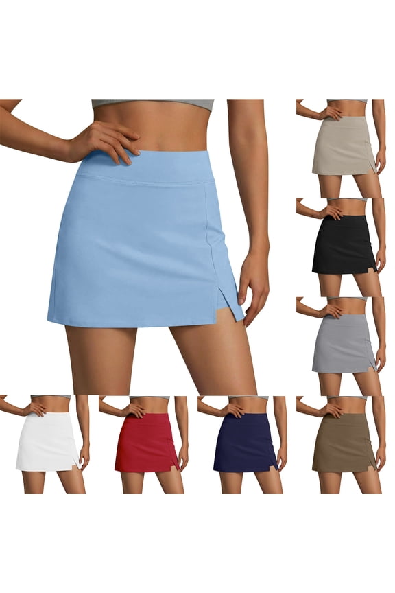 Womens Skort with Pockets Summer Fashion Tennis Skirt Mini Golf Clothes Tummy Control Athletic Outfits High Waisted Workout Skorts Blue L