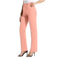 thumbnail image 1 of Bloomae Womens Stretchy Dress Pants Trendy Casual Business Trousers Elastic Button Waist Office Slacks New 2025 Work Outfits with Pockets Hot Pink L, 1 of 8