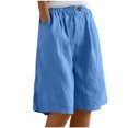 thumbnail image 1 of Bloomae Womens Wide Leg Cotton Linen Shorts Comfy Shorts Summer Casual Button Elastic Waist Short Pants Loose Knee Length Shorts with Pockets Sky Blue L, 1 of 6
