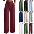 thumbnail image 1 of Bloomae Womens Wide Leg Pants High Waist Straight Work Pants Office Business Casual Stretchy Pull on Palazzo Trousers with Pockets, 1 of 10