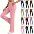 thumbnail image 1 of Bloomae Womens Yoga Pants Straight Leg Stretchy Pull On Dress Trousers Elastic High Waist Tummy Control Flare Work Business Casual Office Slacks with Pockets, 1 of 6