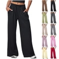 thumbnail image 1 of Bloomae Womens Yoga Sweatpants Loose Fit Casual Wide Leg Drawstring High Waisted Lounge Pajamas Pants Comfy Workout Loose Pants with Pockets Red L, 1 of 4