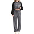 thumbnail image 1 of Bloomae Yes, I'm Still Cold Me-24:7 Fashion Printed Two Piece Sweatsuits for Women Lightweight Casual Raglan Sleeve Crewneck Sweatshirts Drawstring Joggers Set Tracksuit Dark Gray S, 1 of 4