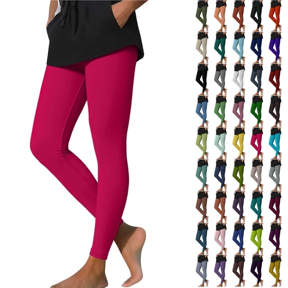 Bloomae Yoga Pants for Women Casual Elastic High Waist Tummy Control Athletic Workout Running Pants Stretch Tights Skinny Leggings