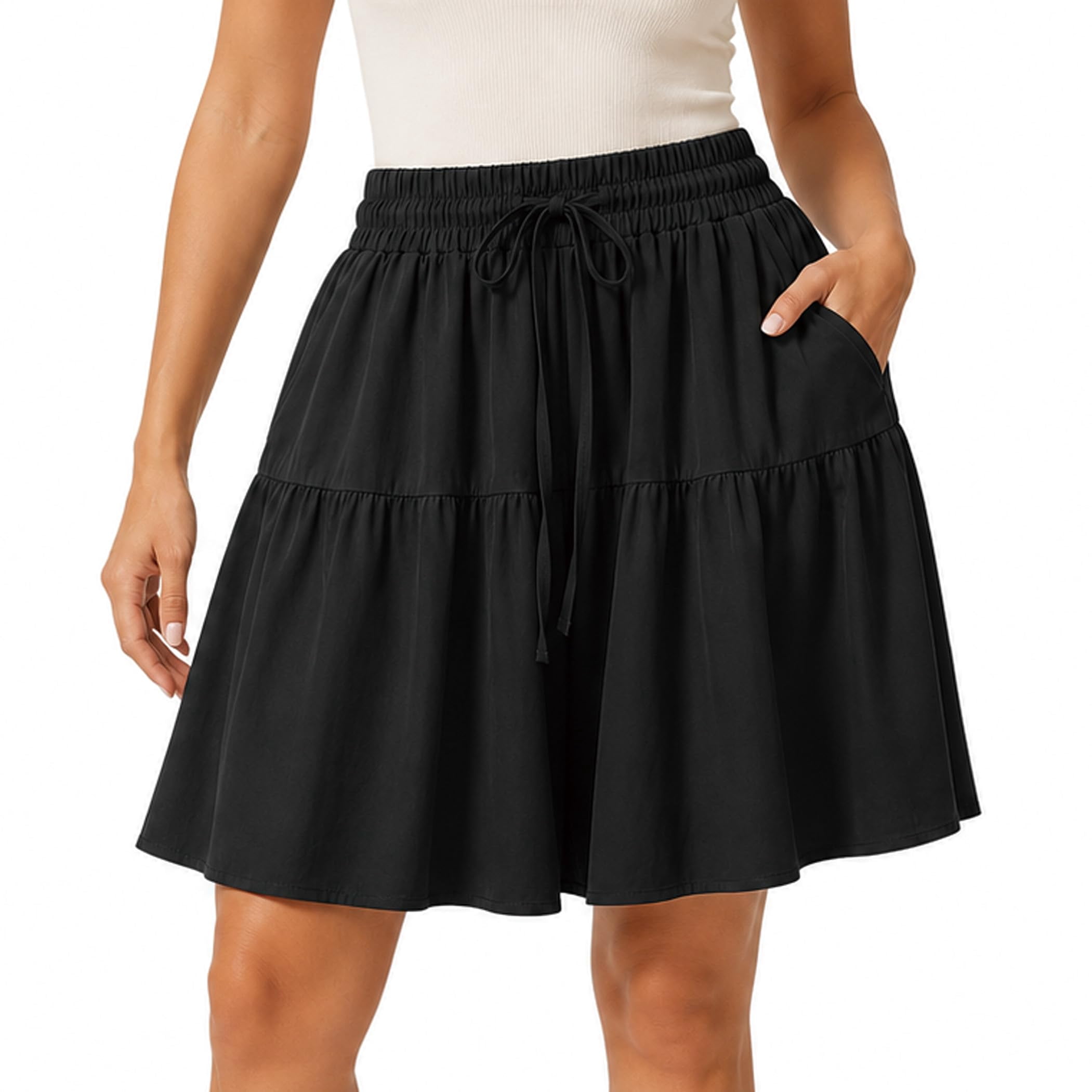 Bloomease Flowy Shorts - Women's Lightweight Stretch Comfy Flowy Shorts, High Waisted Loose Fit Bermuda for Summer
