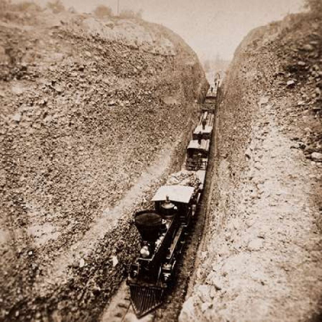 Bloomer Cut near Auburn California 800 feet long and 63 feet high 1866-1869 Canvas Art - Alfred A Hart (24 x 24)