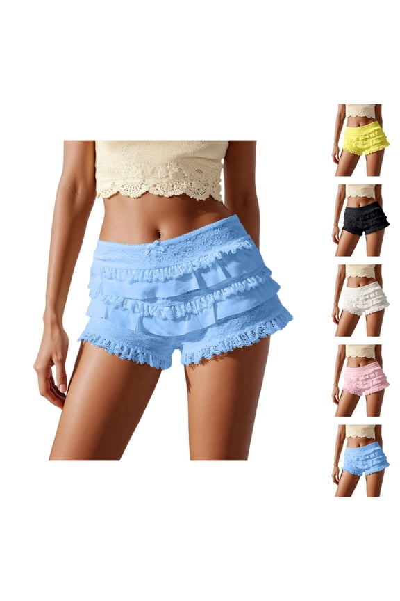 Bloomer Shorts for Women Summer Casual Cute Ruffle Pumpkin Pants Boyshorts Layered Y2k Mini Shorts