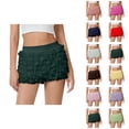 thumbnail image 1 of Bloomer Shorts for Women Summer Casual Elastic Waist Cute Ruffle Pumpkin Pants Boyshorts Layered Y2k Mini Shorts, 1 of 5