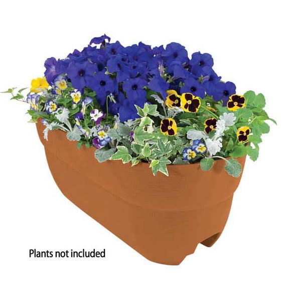 Bloomers Rail Picker Self-Watering Rail Planter Grow Box – 24" Weatherproof Resin Planter  – Terracotta