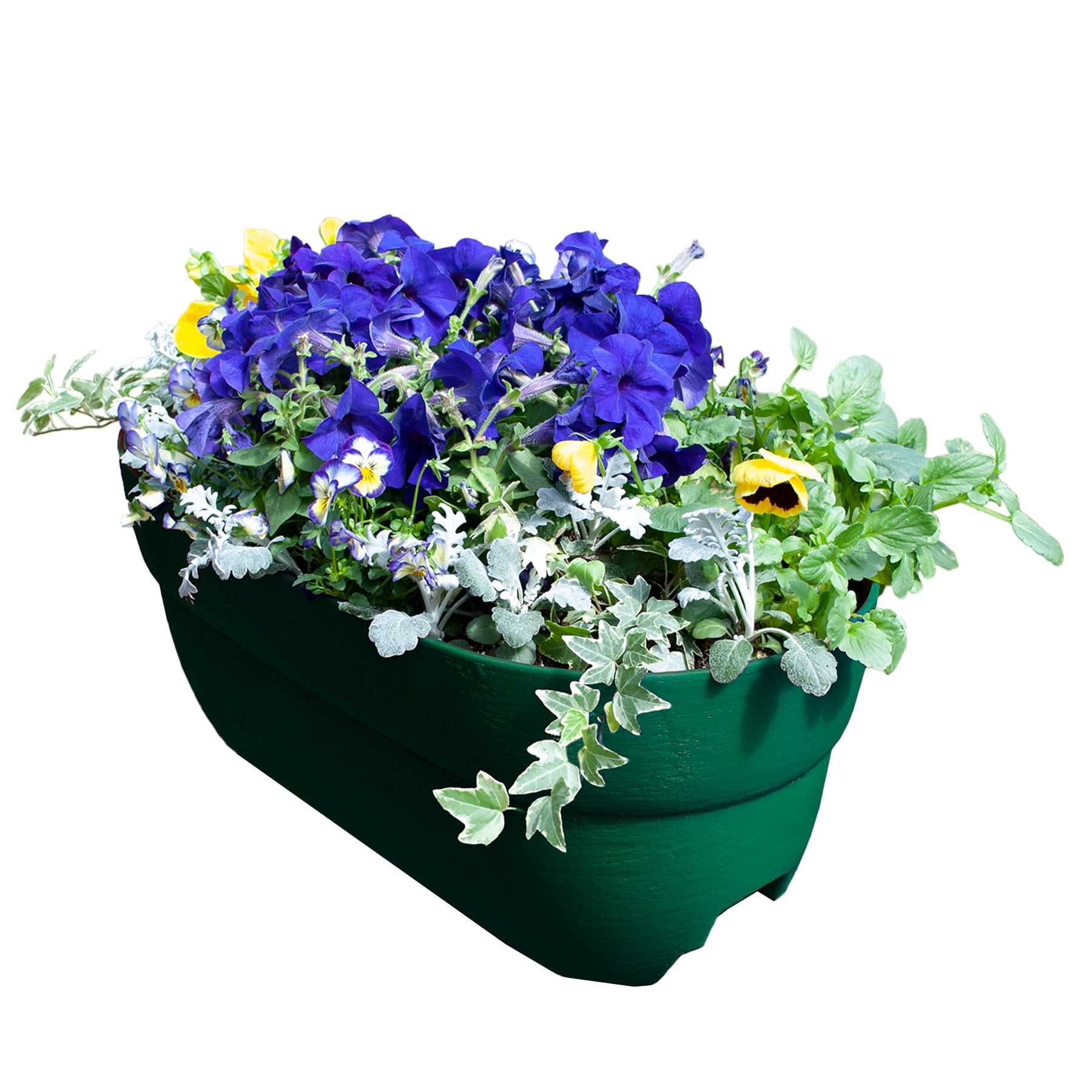 Bloomers Railing Planter with Drainage Holes – 24" Weatherproof Resin Planter  – Hunter Green