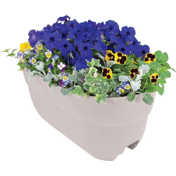 Bloomers Railing Planter with Drainage Holes 24" Weatherproof Resin Planter Polyethylene plastic - White
