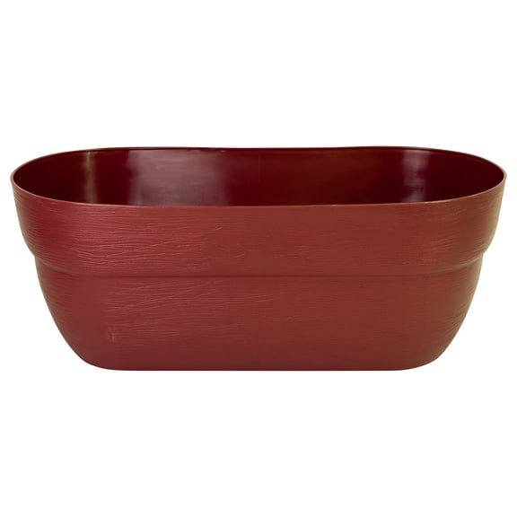 Bloomers Railing Planter with Drainage Holes – 24" Weatherproof Resin Planter – Red