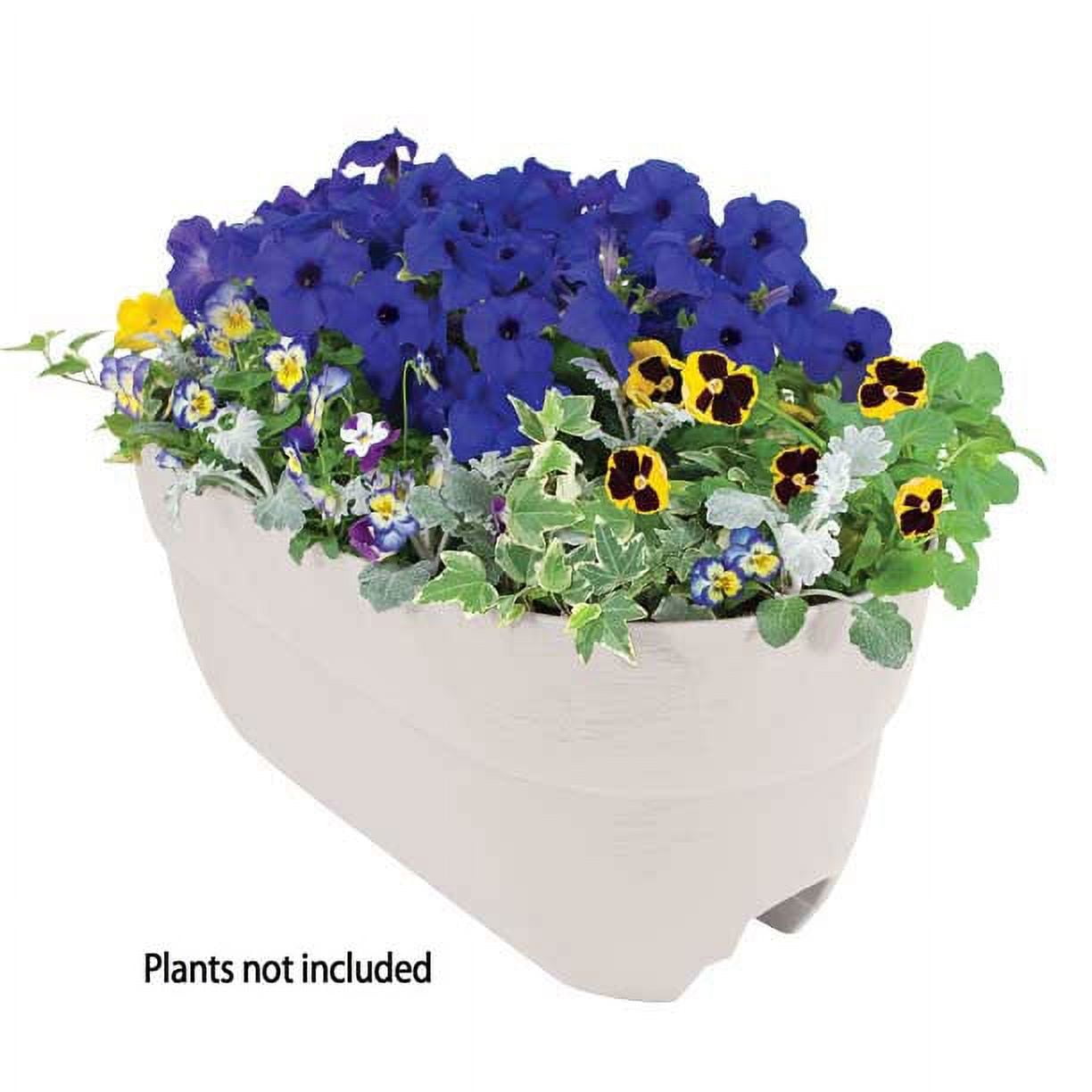Bloomers Self-Watering Rail Planter Grow Box - 24 Inch Weatherproof Resin Planter for Up to 6 Inch Railings - White