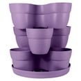 thumbnail image 1 of Bloomers Orchid Purple Stackable Flower Tower Planter With 3-Tier Design, 1 of 4