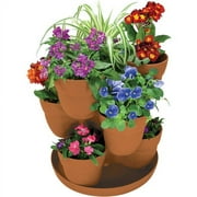 Bloomers Stackable Flower Tower Planter   Holds up to 9 Plants   Great Both Indoors and Outdoors   Terracotta