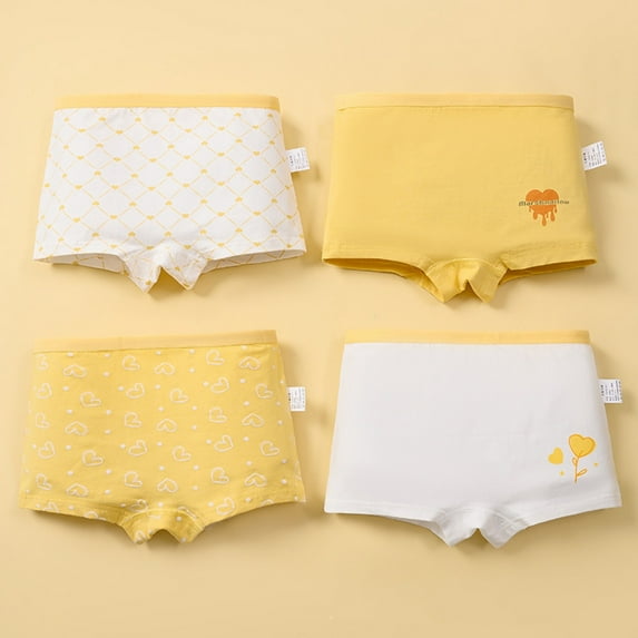 Bloomers for Toddler Girls 4-5 Years Infant Cotton Underwear Toddler Undies Shorts Pants Cotton Underwear Trunks Kids Breathable Comfor t Panties 4 PCS Yellow