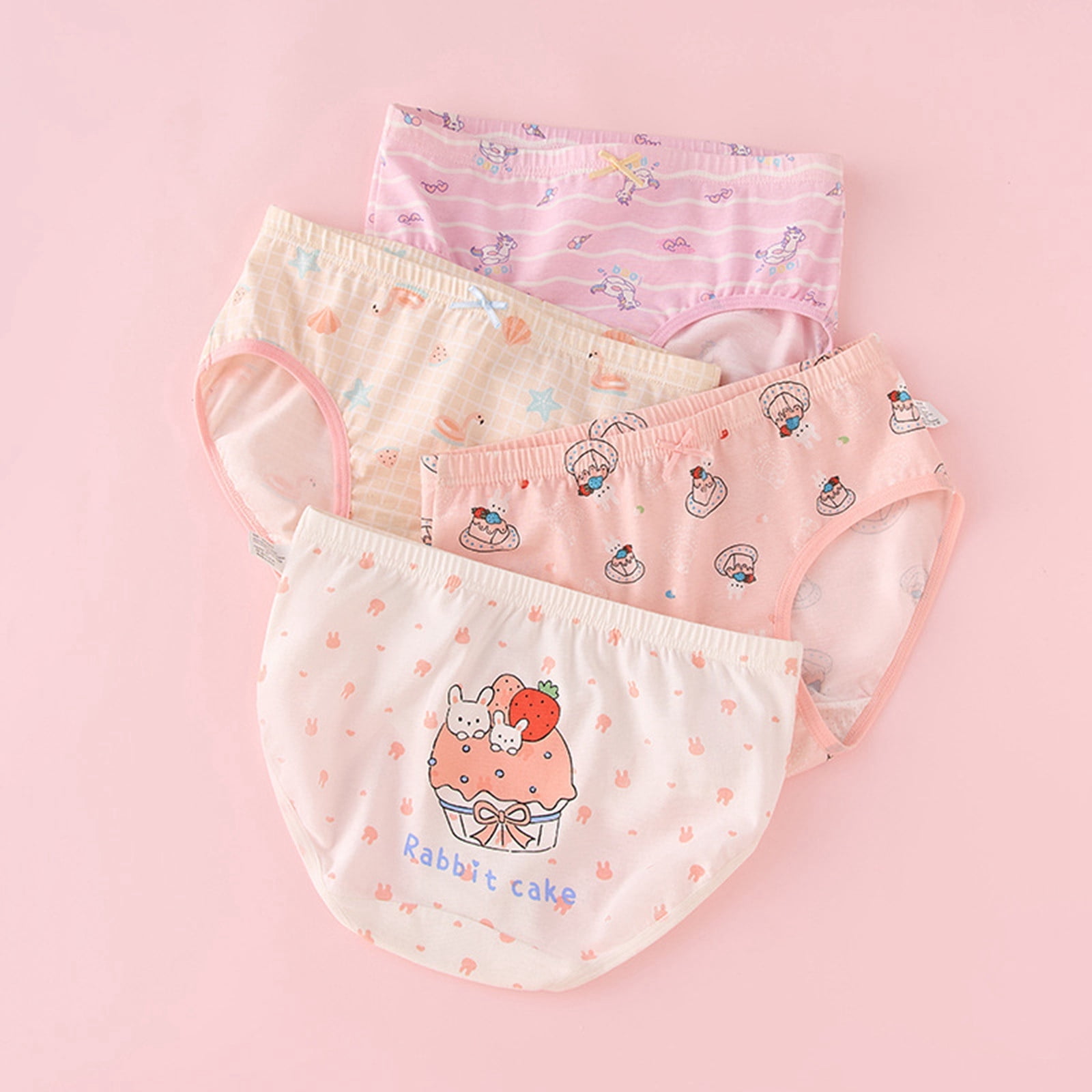 Bloomers for Toddler Girls 6-7 Years Little Girls' Soft Cotton Underwear Baby Bloomers Bikini Panties for Girls Girls' Breathable Underwear 4 PCS Light Pink