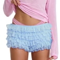 thumbnail image 1 of Bloomers for Women! Audhol Ladies Lolita Cute Ruffles Similar To Skirts Ruffle Shorts Blue XL, 1 of 3
